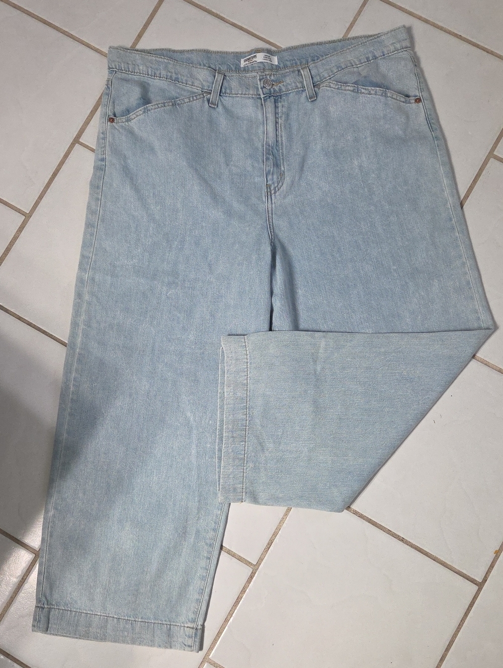 Levis Heritage Loose Crop Wide Leg Light Blue Womens Relaxed Fit Jeans.